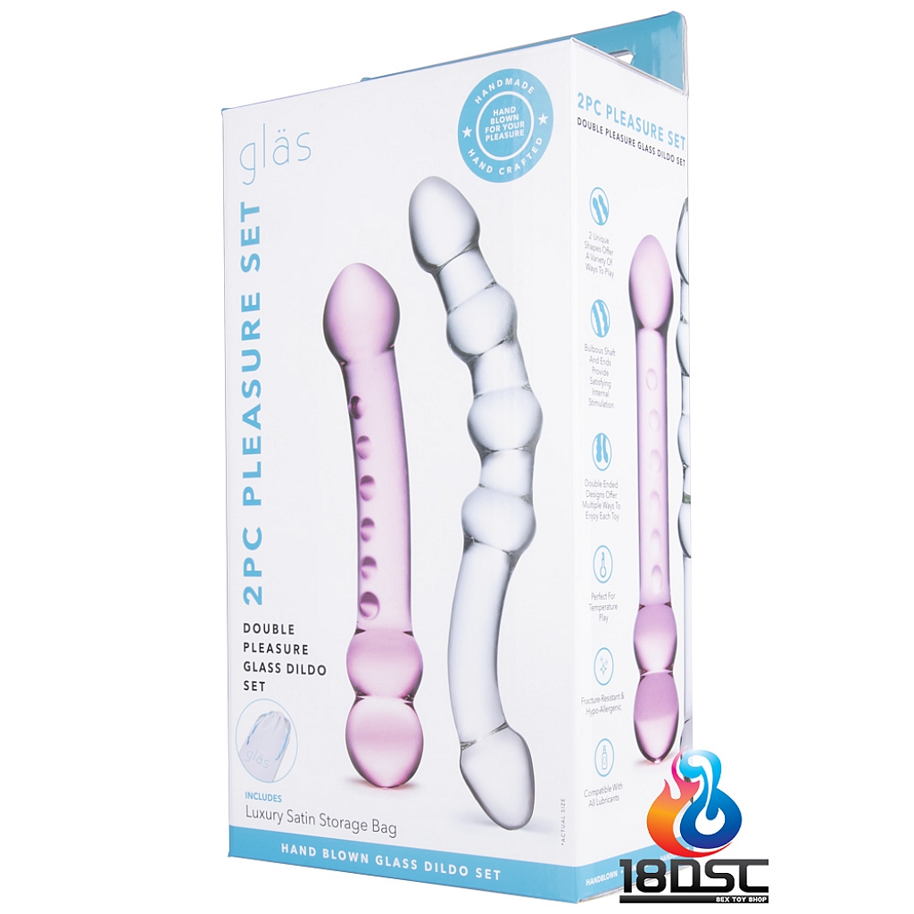 glas - 2PC Double Pleasure Glass Dildo Set | Dual-ended dildo | 18DSC Sex  Toy Shop